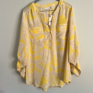 Yellow/tan blouse by New York and Company. NWT. Size large.